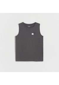 Reserved - Bawełniany t-shirt bez rękawów - Szary. Kolor: szary. Materiał: bawełna. Długość rękawa: bez rękawów #1
