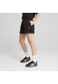 Puma - Damskie strukturalne szorty ESS ELEVATED 5" z wysokim stanem PUMA Black. Stan: podwyższony. Kolor: czarny. Sport: fitness
