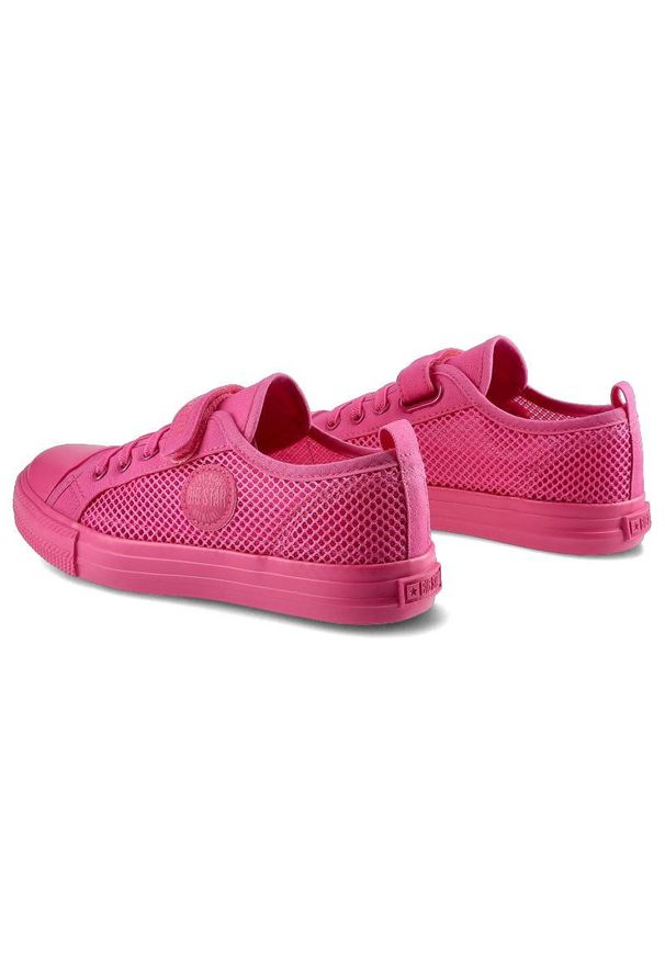 Big-Star - Różowe Trampki Big Star Dziecięce Buty Na Rzep. Zapięcie: rzepy. Kolor: różowy. Materiał: materiał, skóra. Szerokość cholewki: normalna. Wzór: ażurowy