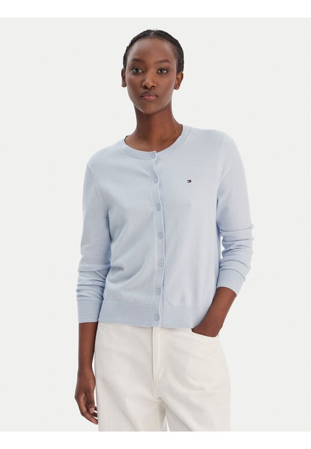 TOMMY HILFIGER - Tommy Hilfiger Kardigan WW0WW42370 Błękitny Regular Fit. Kolor: niebieski. Materiał: syntetyk