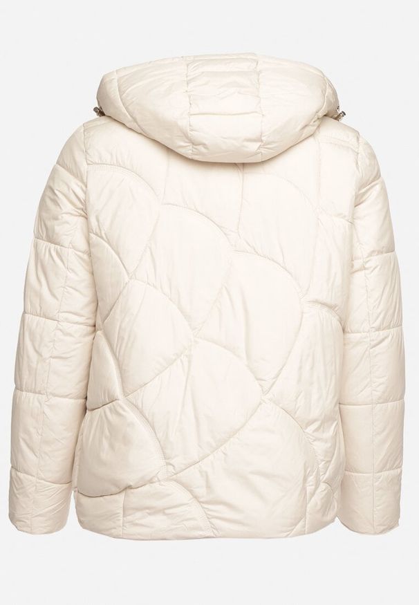 Born2be - Jasnobeżowa Pikowana Kurtka z Kieszeniami i Kapturem z Możliwością Odpięcia Nikigala. Okazja: na co dzień, na spacer. Kolekcja: plus size. Kolor: beżowy. Materiał: jeans, materiał. Styl: casual, elegancki
