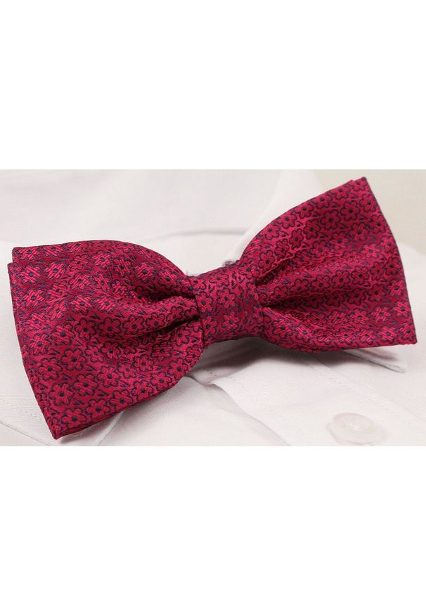 Alties - Krwista Czerwona Mucha Męska -ALTIES- z Taką Samą Poszetką, w Kwiaty, Motyw Florystyczny. Kolor: czerwony. Wzór: kwiaty. Styl: sportowy, elegancki