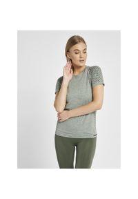 Koszulka fitness damska Hummel CI bezszwowa. Kolor: brązowy, zielony, wielokolorowy. Sport: fitness