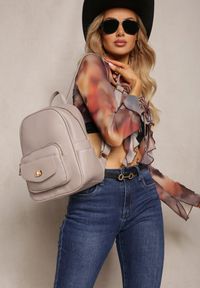 Renee - Ciemnoszary Mały Plecak w Stylu Casual z Imitacji Skóry Arxena. Kolor: szary. Materiał: skóra. Styl: casual