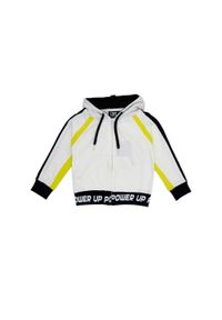 LEONE 1947 APPAREL - Neonowa bluza dziewczęca z kapturem i zamkiem. Okazja: na uczelnię. Kolor: biały. Materiał: dresówka. Styl: sportowy #1