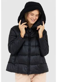 Blauer USA - BLAUER Czarna puchowa kurtka damska Joy, Rozmiar L. Kolor: czarny. Materiał: puch