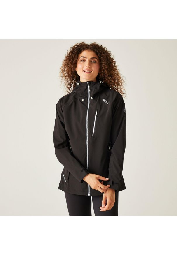 Regatta - Kurtka turystyczna damska Birchdale wodoodporna. Kolor: beżowy, wielokolorowy, czarny. Materiał: poliester. Sport: turystyka piesza