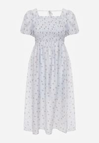 Renee - Niebieska Rozkloszowana Sukienka z Tencelu w Stylu Baby Doll w Kwiatowy Print Harele. Okazja: na co dzień. Kolor: niebieski. Wzór: nadruk, kwiaty. Typ sukienki: rozkloszowane. Materiał: poliester. Długość rękawa: krótki rękaw. Sezon: lato. Styl: casual. Długość: mini #3
