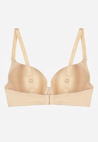 Born2be - Beżowy Gładki Biustonosz Zdobiony Kokardką Ocerien. Kolor: beżowy. Materiał: koronka. Wzór: aplikacja, gładki #2