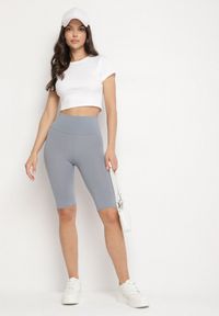 Born2be - Jasnoniebieskie Casualowe Szorty Typu Kolarki Lidessa. Okazja: na co dzień. Kolor: niebieski. Materiał: materiał. Sezon: lato. Styl: casual #3
