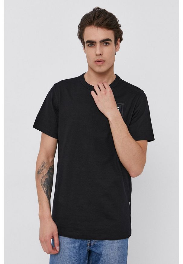 G-Star RAW - G-Star Raw - T-shirt. Okazja: na co dzień. Kolor: czarny. Materiał: bawełna, dzianina. Wzór: aplikacja. Styl: casual