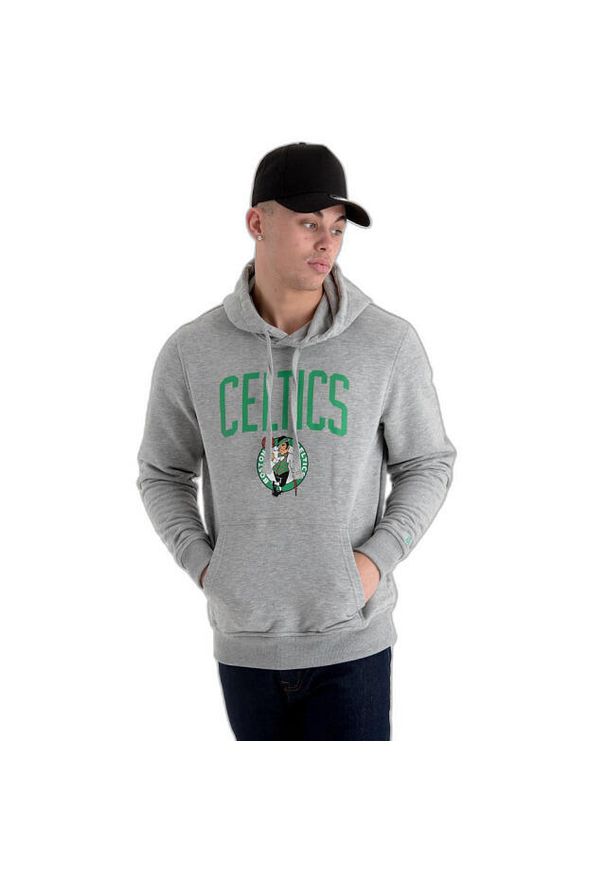 New Era - Bluza z kapturem Boston Celtics NBA. Typ kołnierza: kaptur. Kolor: szary