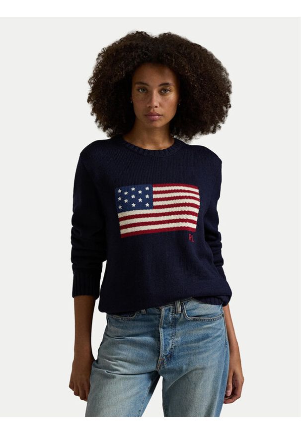 Polo Ralph Lauren Sweter 710718281006 Granatowy Regular Fit. Typ kołnierza: polo. Kolor: niebieski. Materiał: bawełna