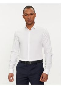 Calvin Klein Koszula Tonal Structure K10K112592 Biały Slim Fit. Kolor: biały. Materiał: bawełna