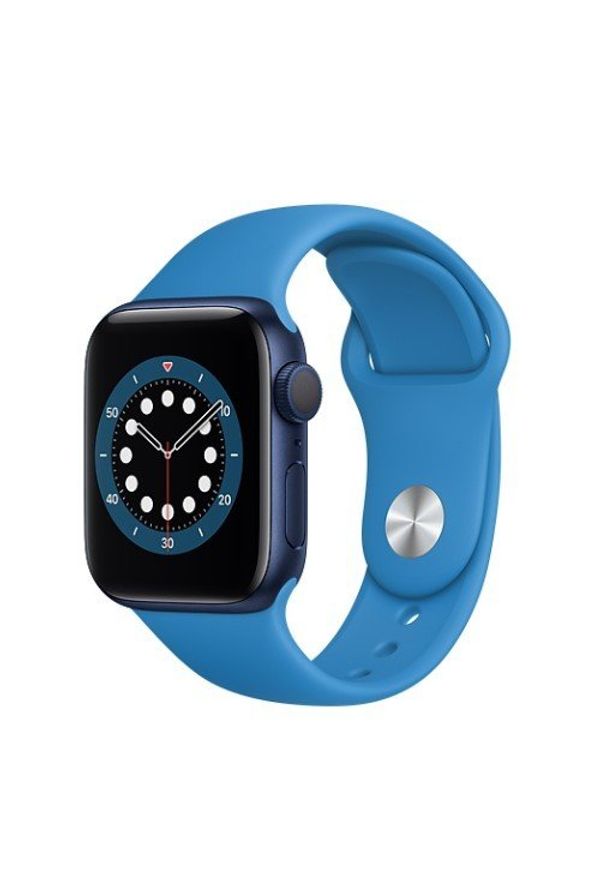 APPLE - Smartwatch Apple Watch 6 GPS 44mm aluminium, niebieski | głęboki granat pasek sportowy. Rodzaj zegarka: smartwatch. Kolor: niebieski. Styl: sportowy