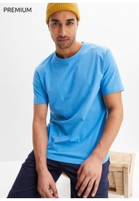 bonprix - T-shirt bezszwowy z kolekcji Essential, z bawełny organicznej. Kolor: niebieski. Materiał: bawełna #1