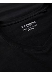 Ombre Clothing - Klasyczna męska bawełniana koszulka z dekoltem w serek BASIC – czarna V1 - Rozmiar: XXL. Typ kołnierza: dekolt w serek. Kolor: czarny. Materiał: bawełna. Styl: klasyczny #7