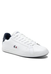 Sneakersy Lacoste Graduate Tri1 Sma 7-39SMA0027407 Sht/Nvy/Red. Kolor: biały. Materiał: skóra