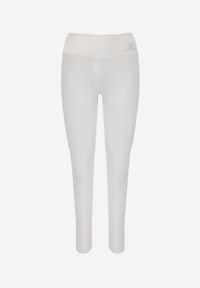 Born2be - Białe Legginsy w Stylu Basic z Wyszczuplającym Pasem Samertes. Okazja: do pracy, na co dzień, na spacer. Stan: podwyższony. Kolor: biały. Długość: krótkie. Styl: casual #2