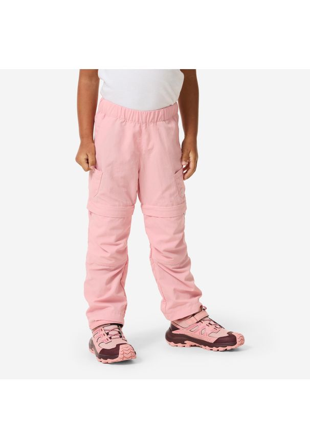 quechua - Spodnie turystyczne dla dzieci Quechua MH500 2w1. Kolor: różowy. Materiał: poliester, poliamid, materiał. Sport: turystyka piesza