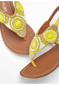 Sandały skórzane japonki bonprix żółty. Zapięcie: pasek. Kolor: żółty. Materiał: syntetyk, materiał, skóra #4