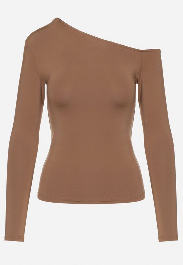 Born2be - Brązowa Asymetryczna Bluzka z Wiskozą Tatireth. Okazja: na co dzień. Kolor: brązowy. Materiał: wiskoza. Styl: elegancki, casual