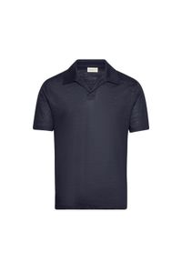 GANT - Koszulka polo męska Gant Linen Ss Polo. Typ kołnierza: polo. Kolor: niebieski. Materiał: len #1