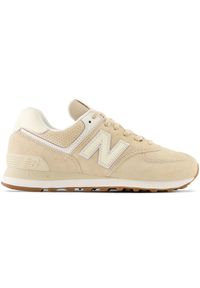 Buty damskie New Balance WL574NC – beżowe. Okazja: na co dzień. Kolor: beżowy. Materiał: skóra, syntetyk, zamsz, materiał, guma. Szerokość cholewki: normalna. Model: New Balance 574