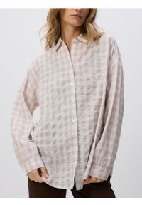 Reserved - Koszula w kratę - kremowy. Kolor: kremowy. Materiał: bawełna, wiskoza