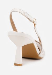 Renee - Białe Czółenka Slingback z Siateczki VICES na Klepsydrze z Haftem i Koralikami Vilin. Okazja: na wesele, na imprezę, na ślub cywilny. Zapięcie: pasek. Kolor: biały. Wzór: haft. Styl: klasyczny, elegancki #8