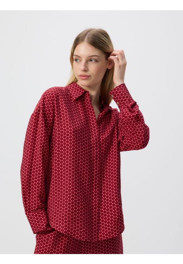 Reserved - Wzorzysta koszula z wiskozy - różowy. Kolor: różowy. Materiał: wiskoza