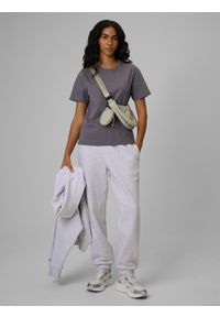 4f - 4F T-shirt regular gładki damski - szary S. Okazja: na co dzień. Kolor: szary. Materiał: materiał. Wzór: gładki. Styl: casual #2