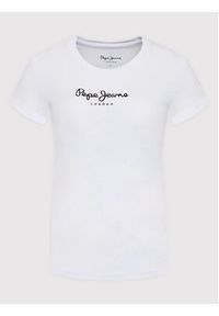 Pepe Jeans T-Shirt New Virgina PL505202 Biały Slim Fit. Kolor: biały. Materiał: bawełna