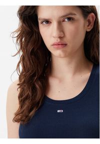 Tommy Jeans Top Essential DW0DW20673 Granatowy Slim Fit. Kolor: niebieski. Materiał: bawełna #5