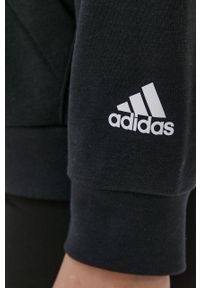 Adidas - adidas Bluza damska kolor czarny z kapturem z nadrukiem. Okazja: na co dzień. Typ kołnierza: kaptur. Kolor: czarny. Materiał: bawełna. Wzór: nadruk. Styl: casual #3