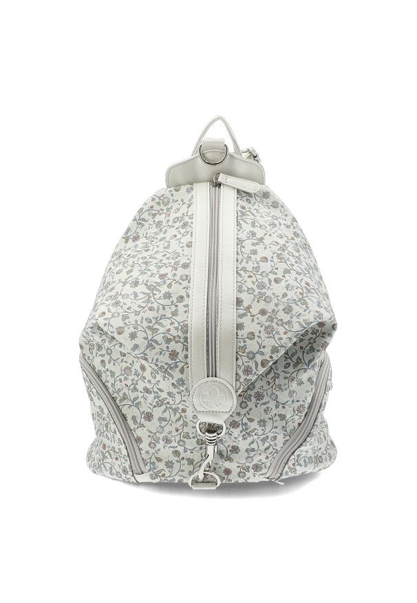 Plecak Damski Rieker, z materiału syntetycznego o miękkiej workowej formie z roślinnym wzorem zapinany na zamek z regulowanymi szelkami, srebrny, H10. Kolor: srebrny. Materiał: syntetyk, materiał. Wzór: nadruk, paski, kwiaty. Styl: casual, elegancki