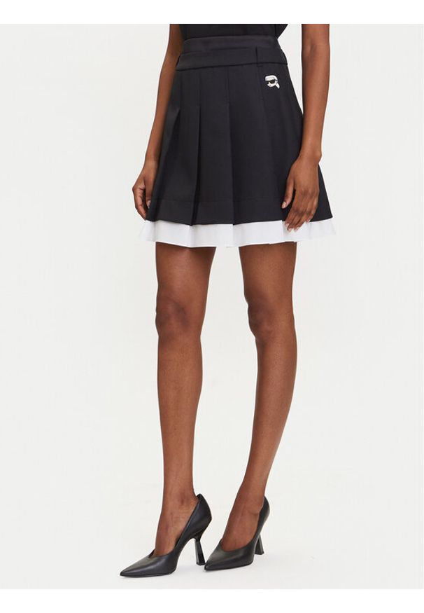 Karl Lagerfeld - KARL LAGERFELD Spódnica mini A3W12021 Czarny Regular Fit. Kolor: czarny. Materiał: syntetyk