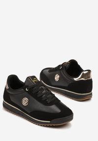 Born2be - Czarne Sneakersy z Metaliczną Aplikacją Nurrive. Okazja: na co dzień. Kolor: czarny. Materiał: jeans. Wzór: aplikacja #3