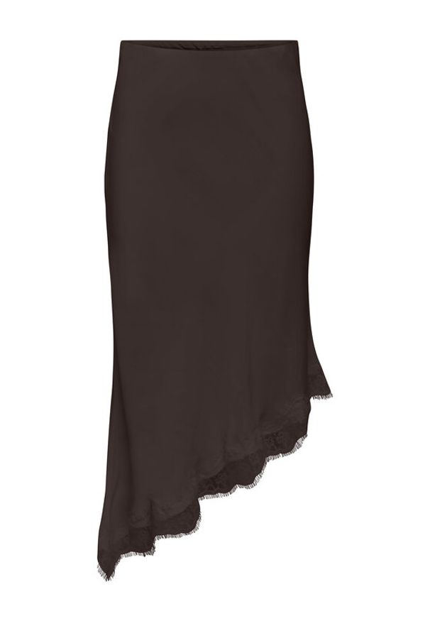 only - ONLY Spódnica midi Faraya 15380116 Brązowy ciemny Slim Fit. Kolor: brązowy. Materiał: syntetyk
