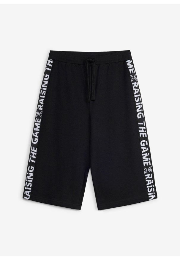 bonprix - Bermudy dresowe z czystej bawełny organicznej. Kolor: czarny. Materiał: dresówka, bawełna
