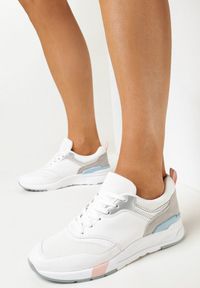 Born2be - Biało-Szare Sneakersy Neneus. Wysokość cholewki: przed kostkę. Nosek buta: okrągły. Kolor: biały. Materiał: jeans, dresówka, materiał. Szerokość cholewki: normalna #5