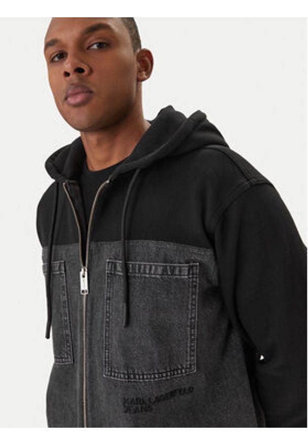 Karl Lagerfeld Jeans Kurtka jeansowa B1M14044 Szary Regular Fit. Kolor: szary. Materiał: bawełna