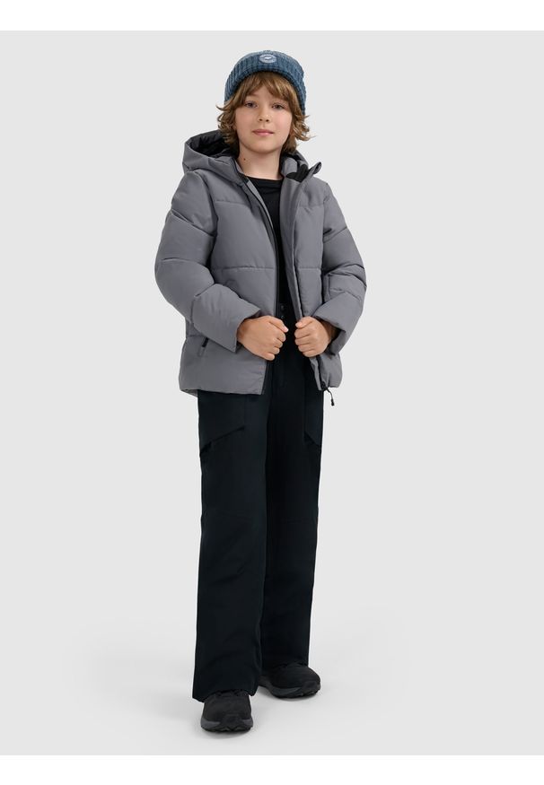 4f - 4F Kurtka narciarska membrana 5000 chłopięca - szara 164 (13-14 lat). Kolor: szary. Materiał: poliester, materiał. Sezon: lato