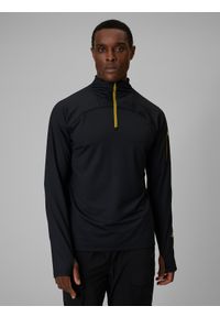 4f - 4F Bluza trekkingowa regular bez kaptura męska - czarna M. Typ kołnierza: bez kaptura. Kolor: czarny. Materiał: materiał. Długość: długie #1