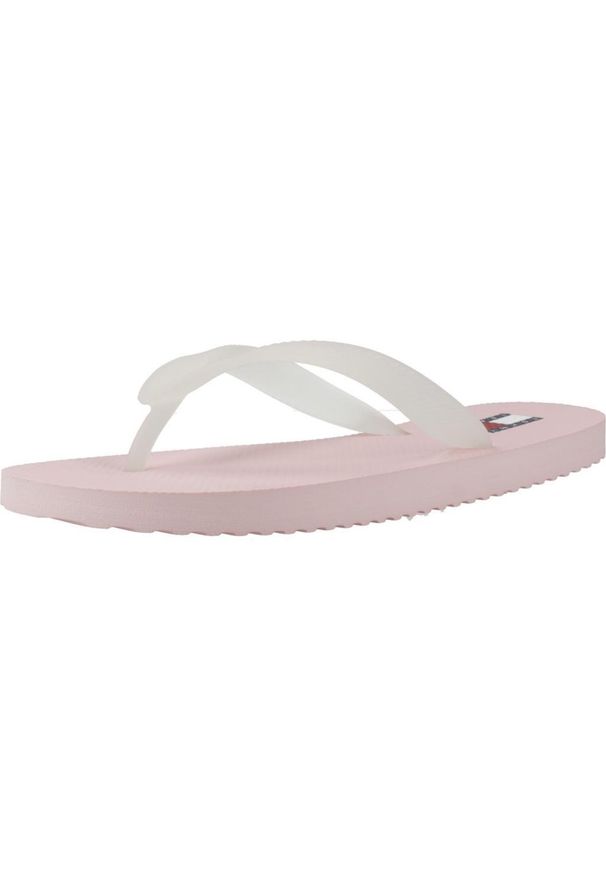 TOMMY HILFIGER - Sandały TOMMY JEANS LOGO FLIP FLOP Rose. Kolor: różowy. Materiał: jeans