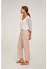 mango - Mango - Spodnie Relax. Stan: podwyższony. Kolor: różowy. Materiał: tkanina, bawełna #4