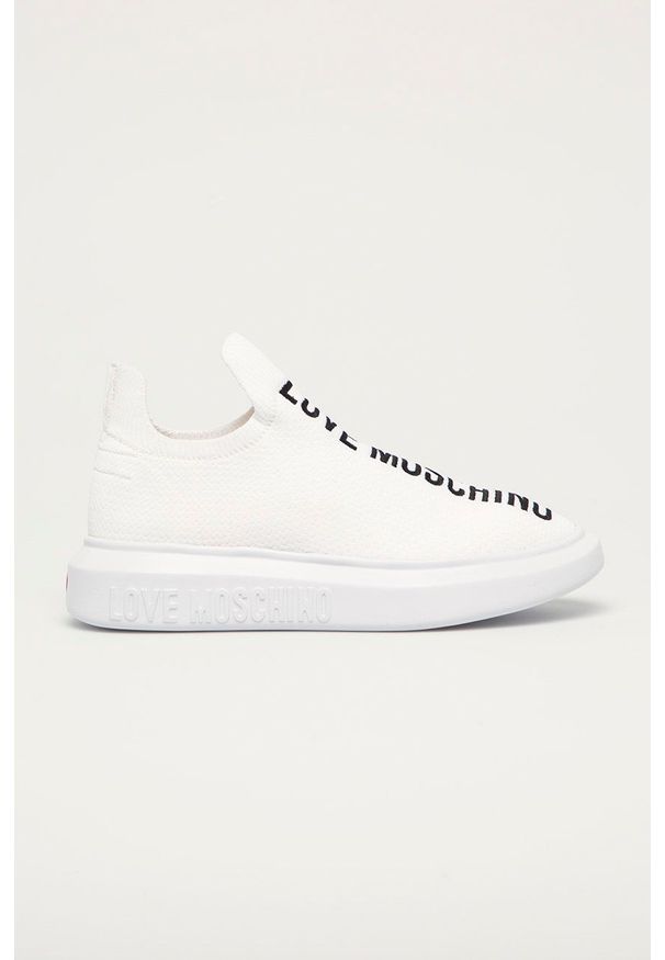 Love Moschino - Buty. Nosek buta: okrągły. Kolor: biały. Materiał: guma. Obcas: na platformie