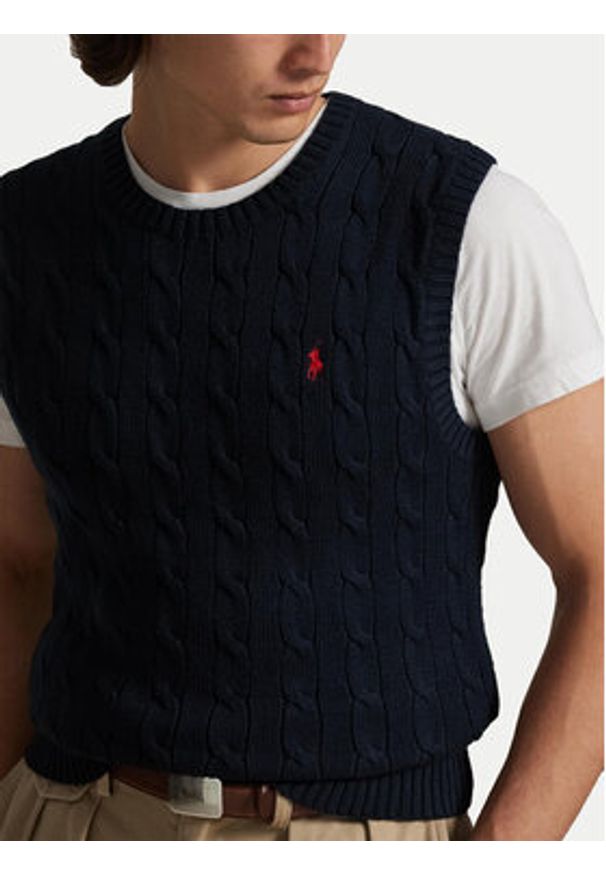 Polo Ralph Lauren Sweter 710979113002 Granatowy Regular Fit. Typ kołnierza: polo. Kolor: niebieski. Materiał: bawełna