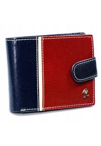 ROVICKY - Portfel skórzany czerwono- granatowy Rovicky 324L-RBA-D NAVY-RED. Kolor: czerwony, niebieski, wielokolorowy. Materiał: skóra