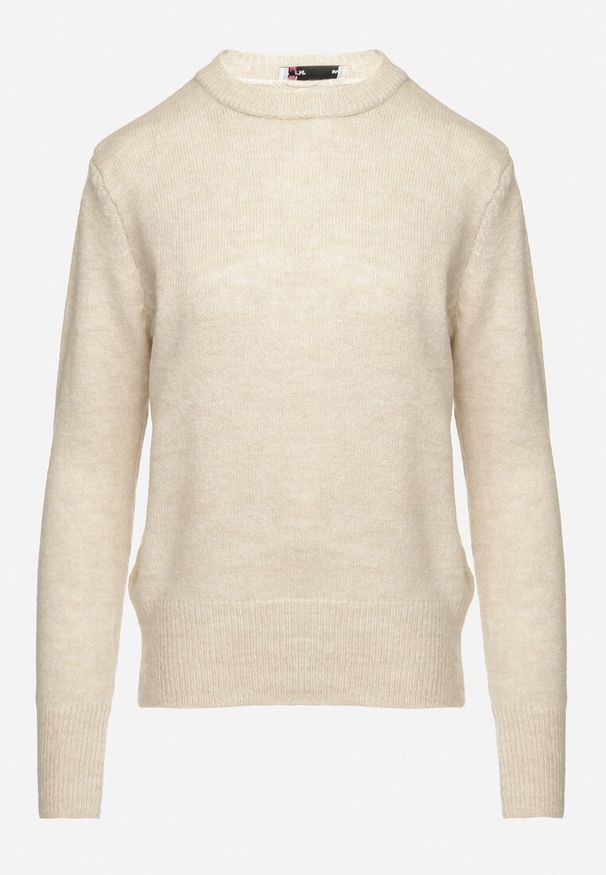 Born2be - Beżowy Sweter o Klasycznym Kroju Vitilia. Okazja: na co dzień, na spotkanie biznesowe, do pracy. Kolor: beżowy. Materiał: jeans. Długość rękawa: długi rękaw. Długość: długie. Wzór: aplikacja. Styl: klasyczny